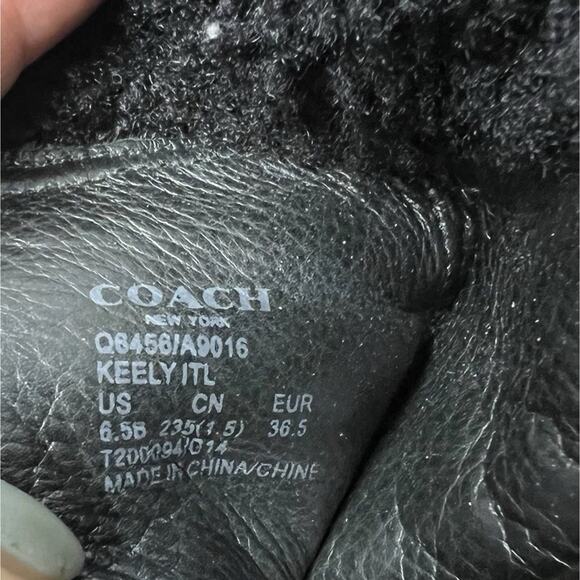 Coach Keely Knee Boots Suede Leather Shearling Lined Wedge Heel Womens 6.5 Black - Picture 12 of 16